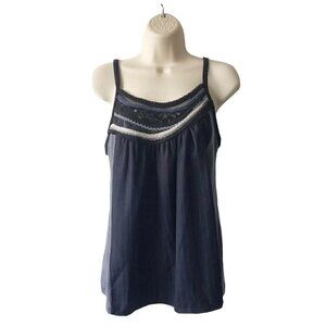 One September Blue Striped Gray Two Toned Tank Top